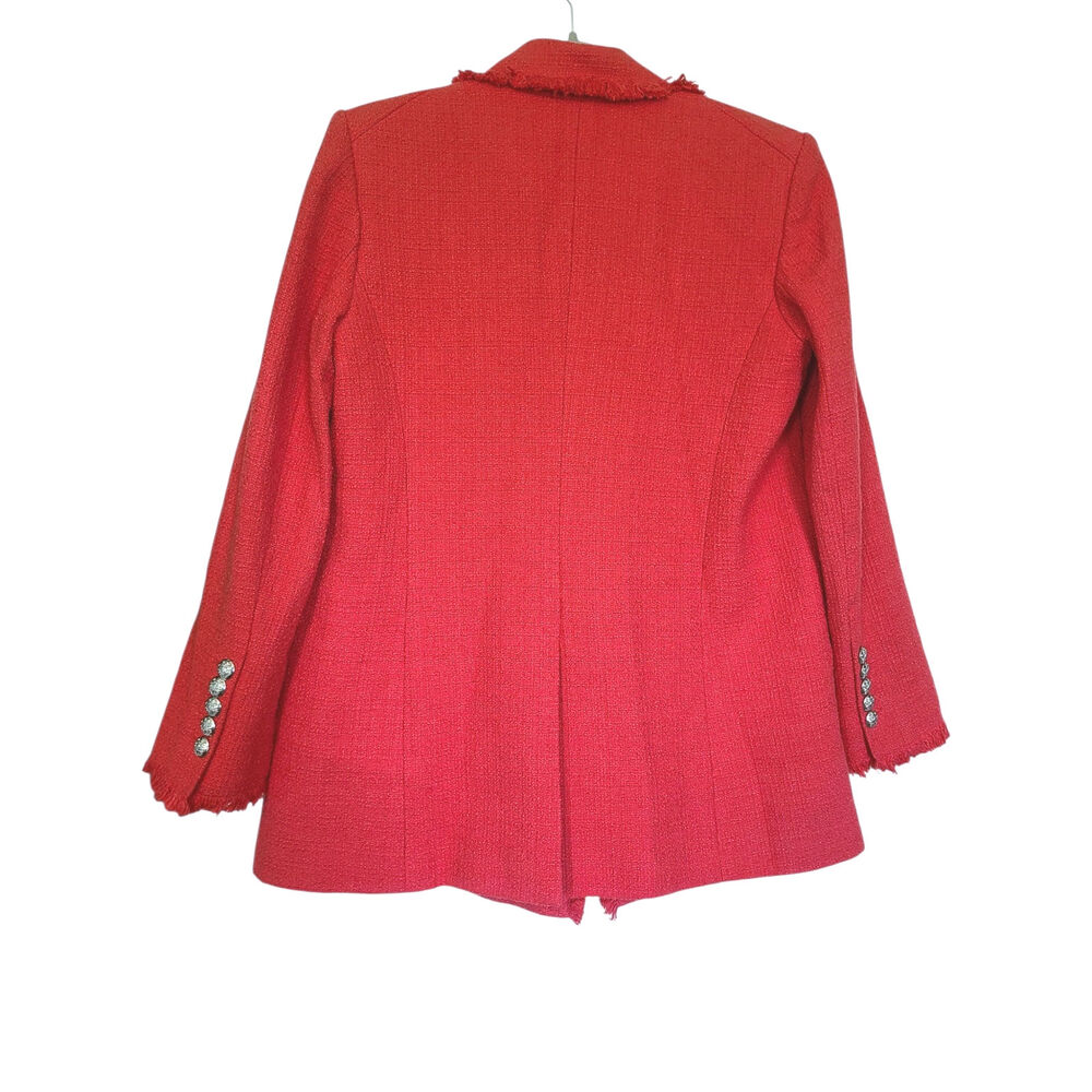 Veronica Beard Nayeli Dickey Jacket Watermelon Pinkish Red Tweed Blazer Size 8 - Picture 7 of 9